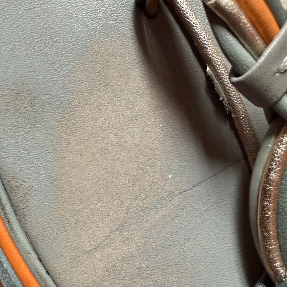 Tory Burch Gray and Orange Slide Sandals - Picture 3 of 5